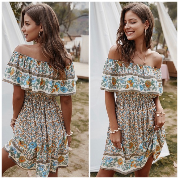 🆕Off the shoulder boho dress - Picture 1 of 3